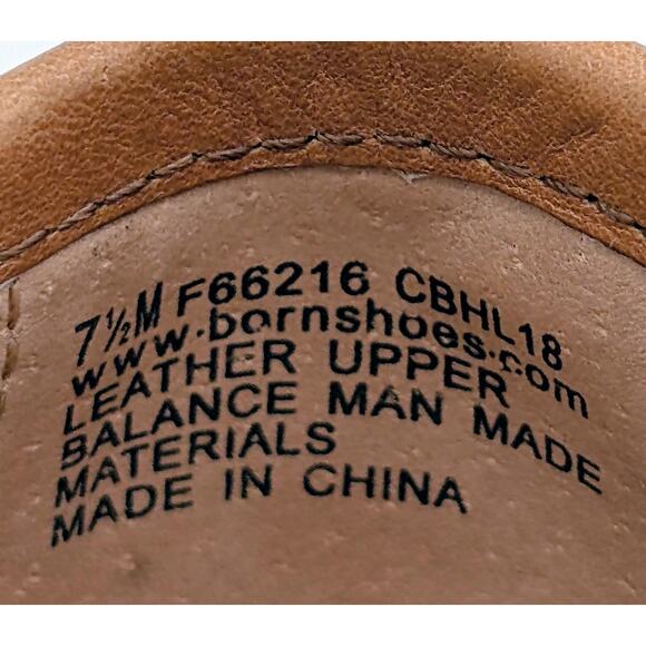 Born Malena Leather Driving Loafers Womens 7.5 Tan White Blue Chic Coastal Prep - Picture 10 of 10